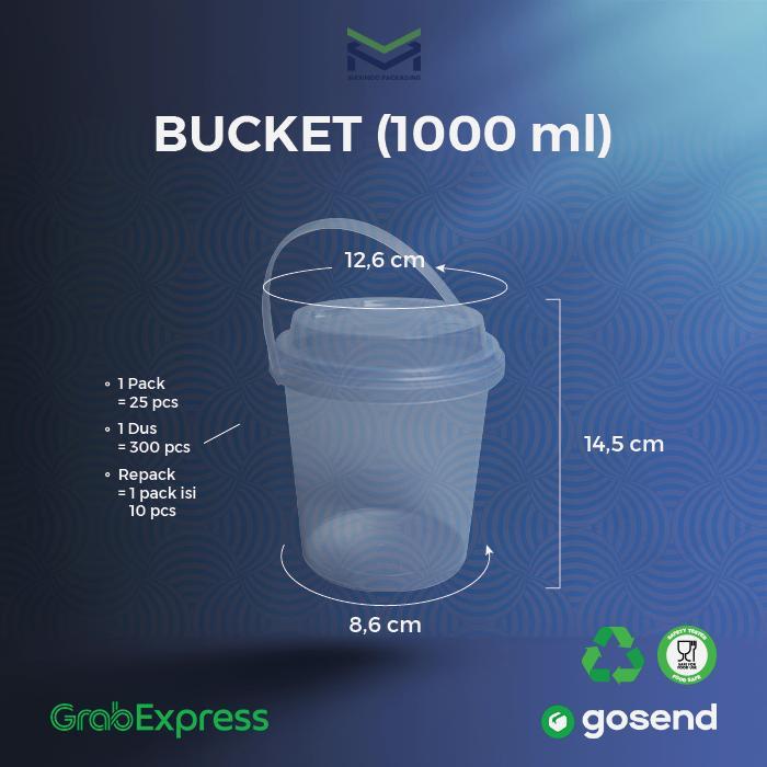 Bucket Makanan / Ember Desert / Dessert Box Bucket Jar TUTUP DRINK 1000ml isi (10-25pcs) - 10pcs
