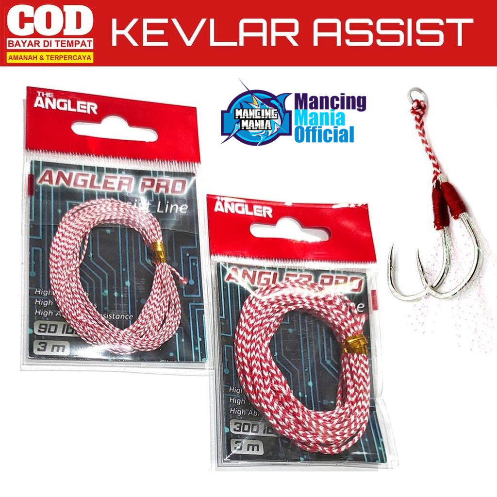 MANCING MANIA Benang Kevlar Assist Hook Merah Putih Jigging 250lbs 200lbs 150lbs 90lbs 70lbs Assist 