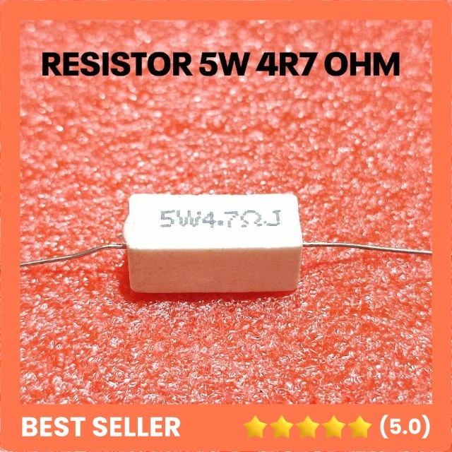 (5 BUAH) RESISTOR KAPUR 5W 5WATT 4R7 4.7R 4.7 0HM ROHS