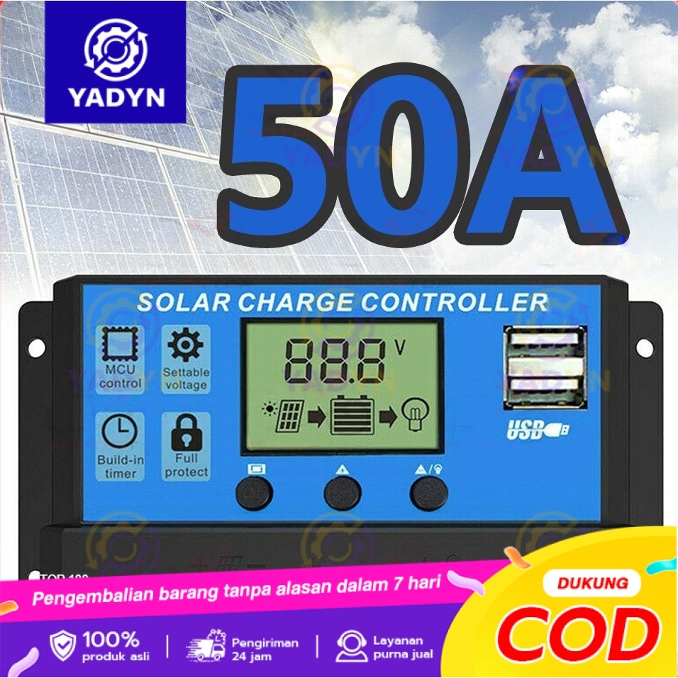 COD Solar Charge Controller LCD LED Display Solar PWM 12V/24V 50A 60A USB Panel Surya Charge Cell PW