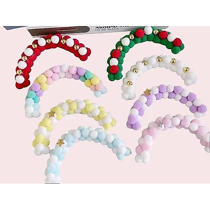 Cake topper bola pom-pom/Hiasan kue bola pom-pom gapura