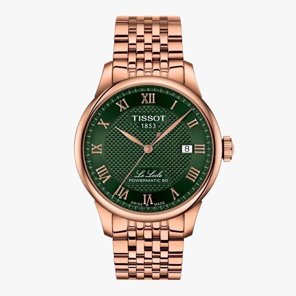 Tissot Le Locle Auto Green Dial Diamond Bracelet 39.3mm Jam Pria T0064073309300