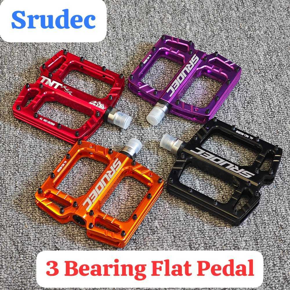 Foto Srudec Pedal Flat Alloy Tapak Lebar 3 Bearing Non Slip Sepeda MTB downhill Enduro