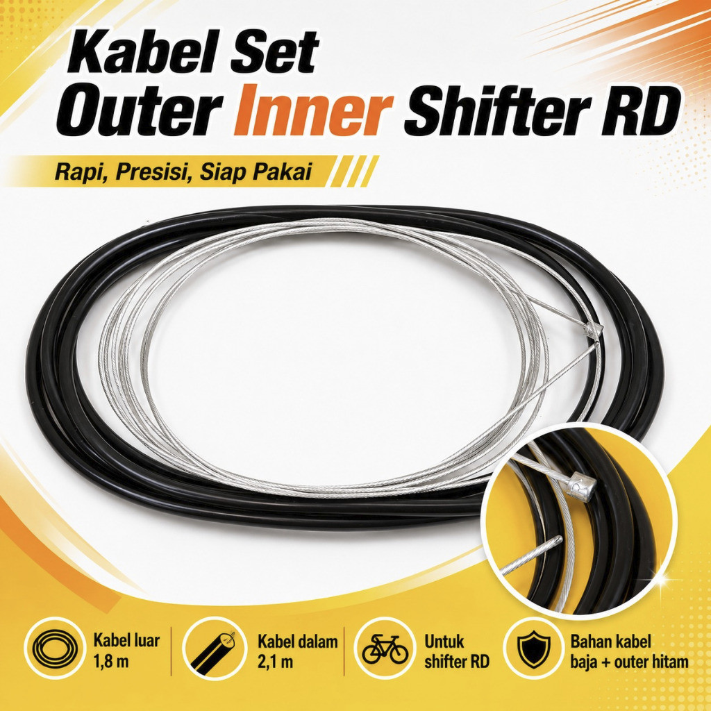 Foto Kabel Set Luar Dalam Outer Inner Shifter RD Rear Derailure Dropper Sepeda Panjang 1.8m 2.1m