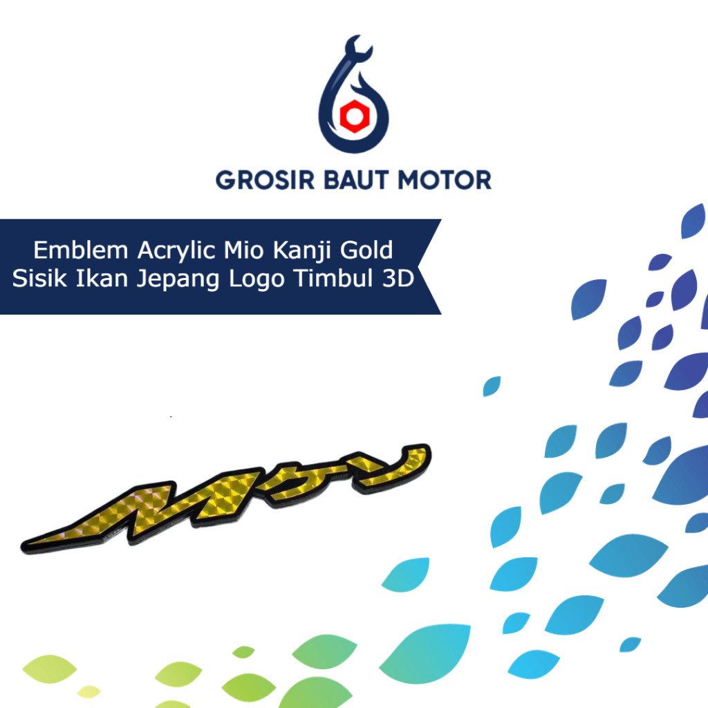 Emblem Acrylic Mio Kanji Gold Sisik Ikan Jepang Logo Timbul 3D