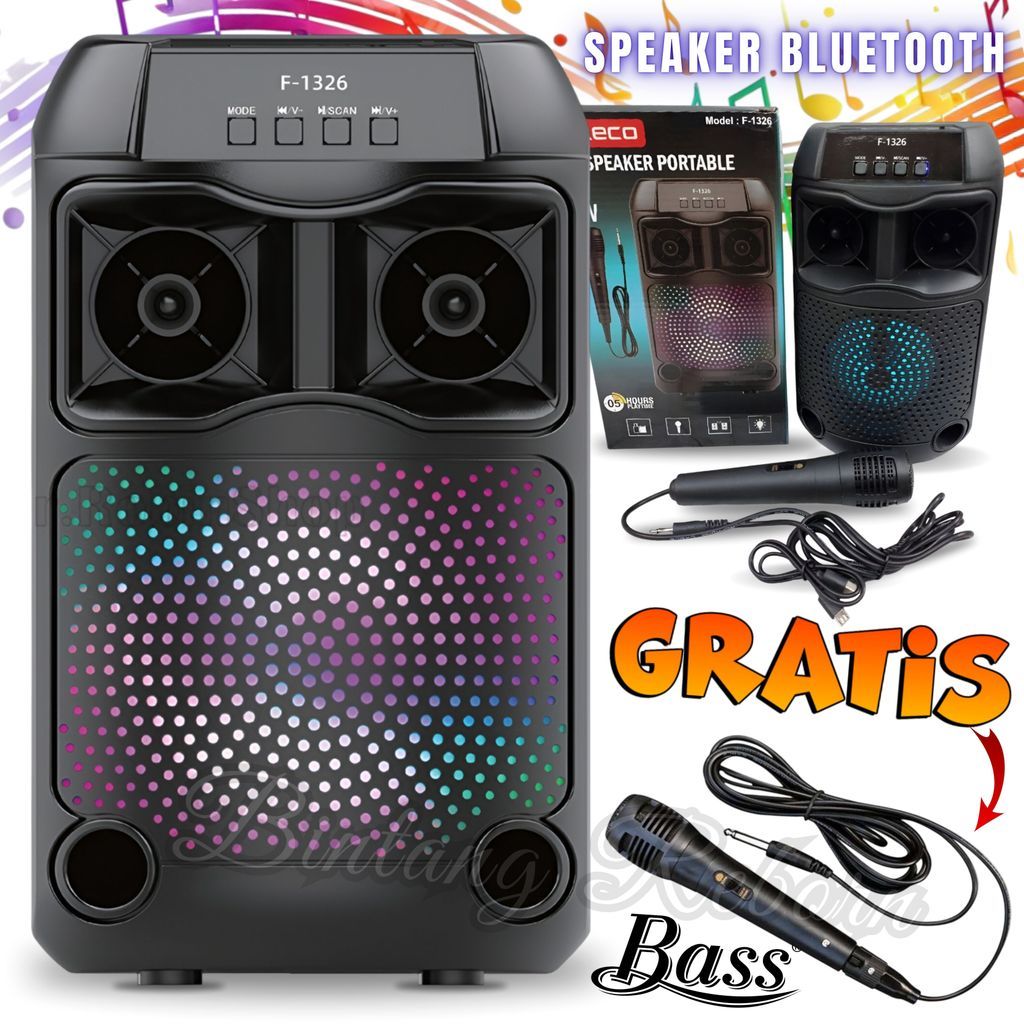{CID} TERLARIS ~Speaker Bluetooth Full Bass / Salon Bluetooth Full Bass Fleco F-1326 | Speaker Bluet