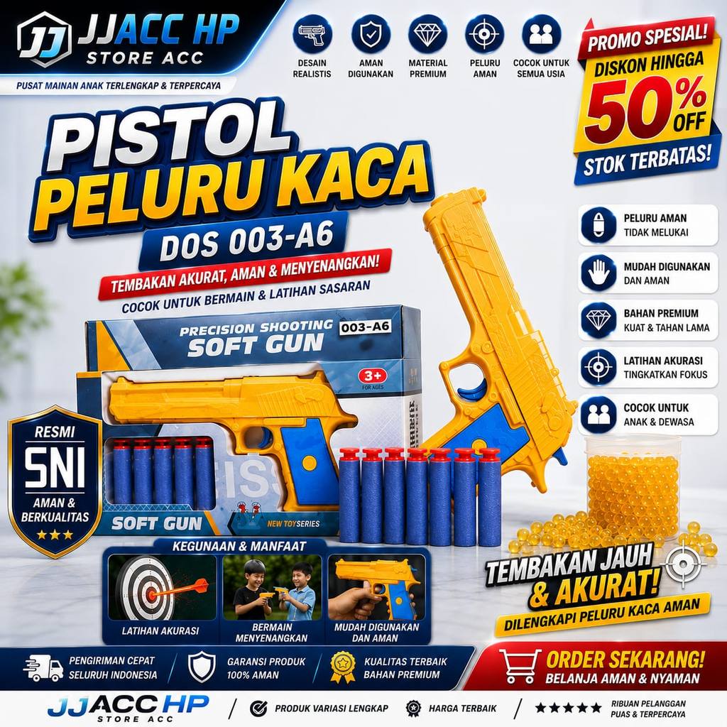 Mainan Anak  Soft Gun Peluru Gel Water Beads | Mainan Tembak Edukatif Anak SNI