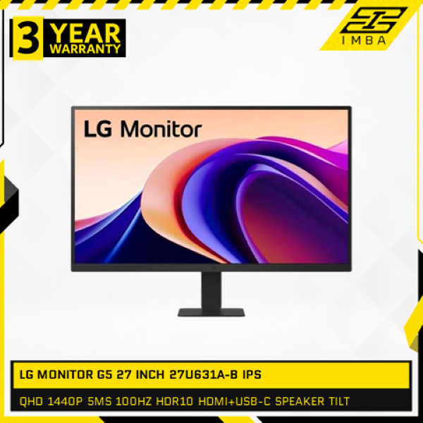 LG MONITOR G5 27 INCH 27U631A-B IPS QHD 1440P 5MS 100HZ HDR10 HDMI+USB-C SPEAKER TILT