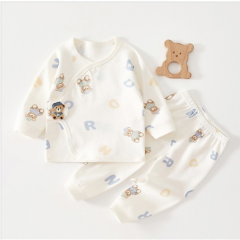 MT 158 Setelan Bayi Newborn Unisex Lucu Baju Bayi Motif BEAR ABJAD 21 Baju Setelan Anak Premium