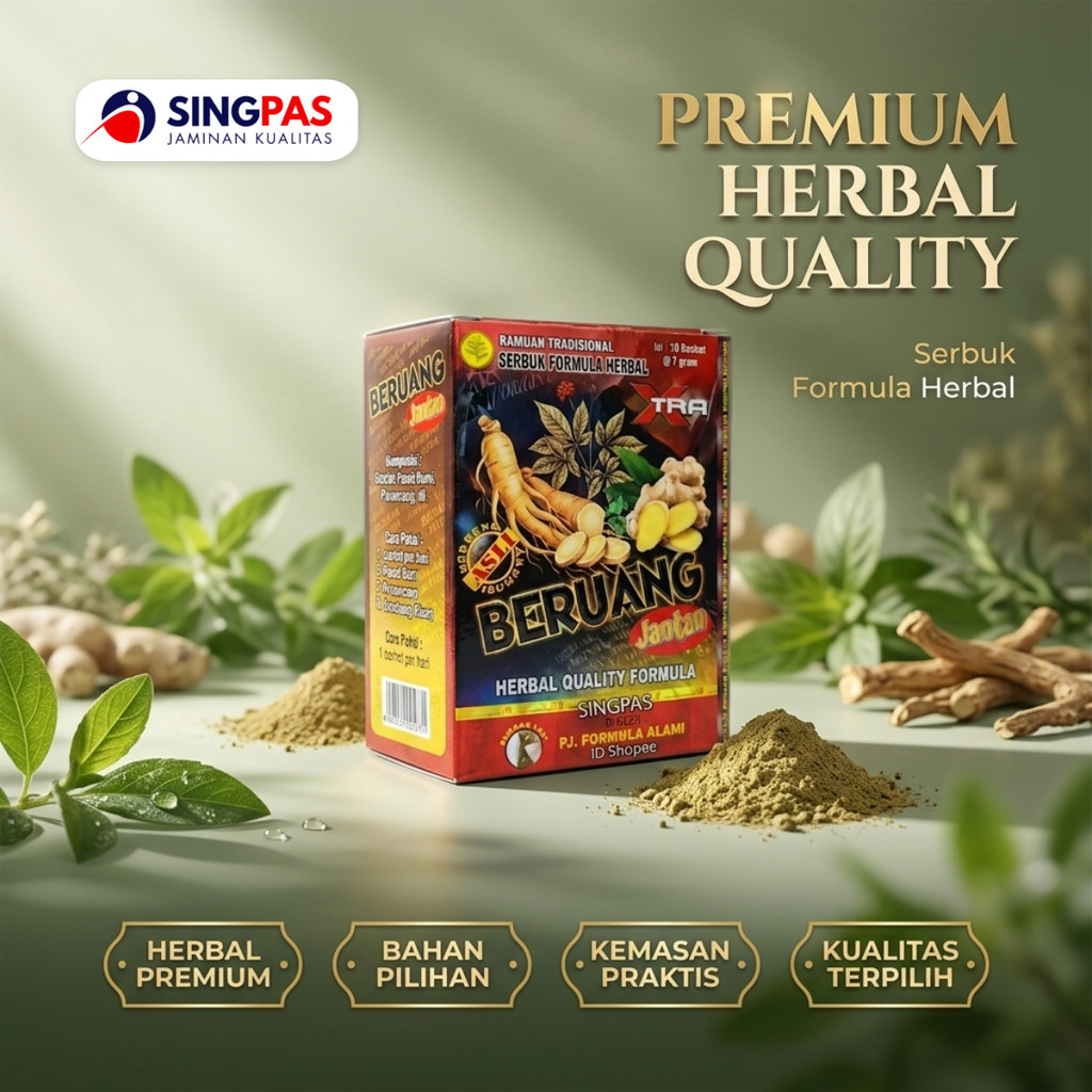 BERUANG JANTAN Jamu Herbal Serbuk Premium Isi 10 Sachet (7 Gram