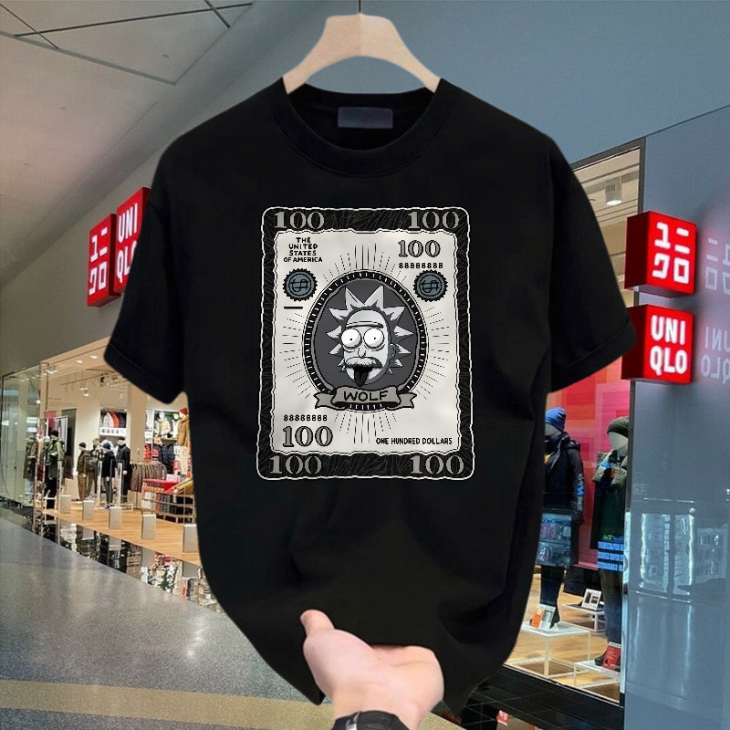 Kaos Pendek Motif Ilmuwan Gila Kartun Bergaya Uang Dollar Amerika, Kaos Metal Dan Kaos Basic Unisex 