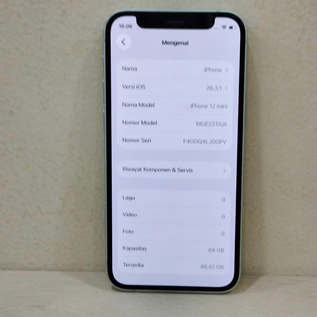 (0GPV-3) IPHONE 12 MINI RAM 64GB (INTER) TA/A, BATANGAN NO CHARGER "352084"
