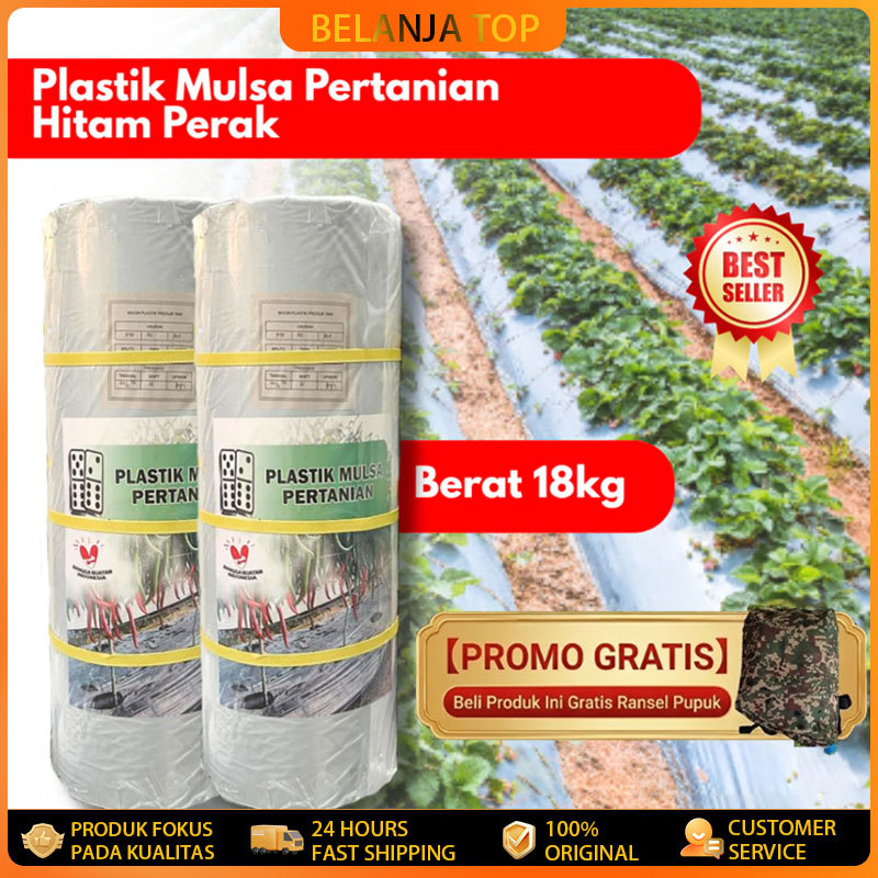 Plastik Mulsa Dominoque Berat 18kg-Plastik Mulsa Hitam Perak 1 Roll Berat 18kg Murah-Plastik Mulsa M
