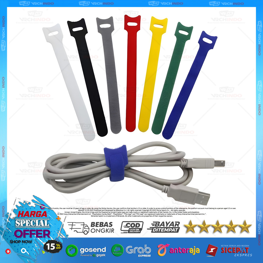 Strap Velcro / Tali Velcro / Cable Tie Velcro Hook & Loop Pengikat Kabel Serbaguna HIgh Quality 