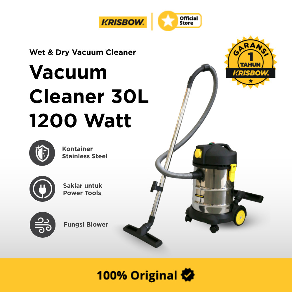 Krisbow Vacuum Cleaner Wet & Dry 1000 Watt Penyedot Debu Alat Vacum Mesin Vacuum Hisap Debu Alat His