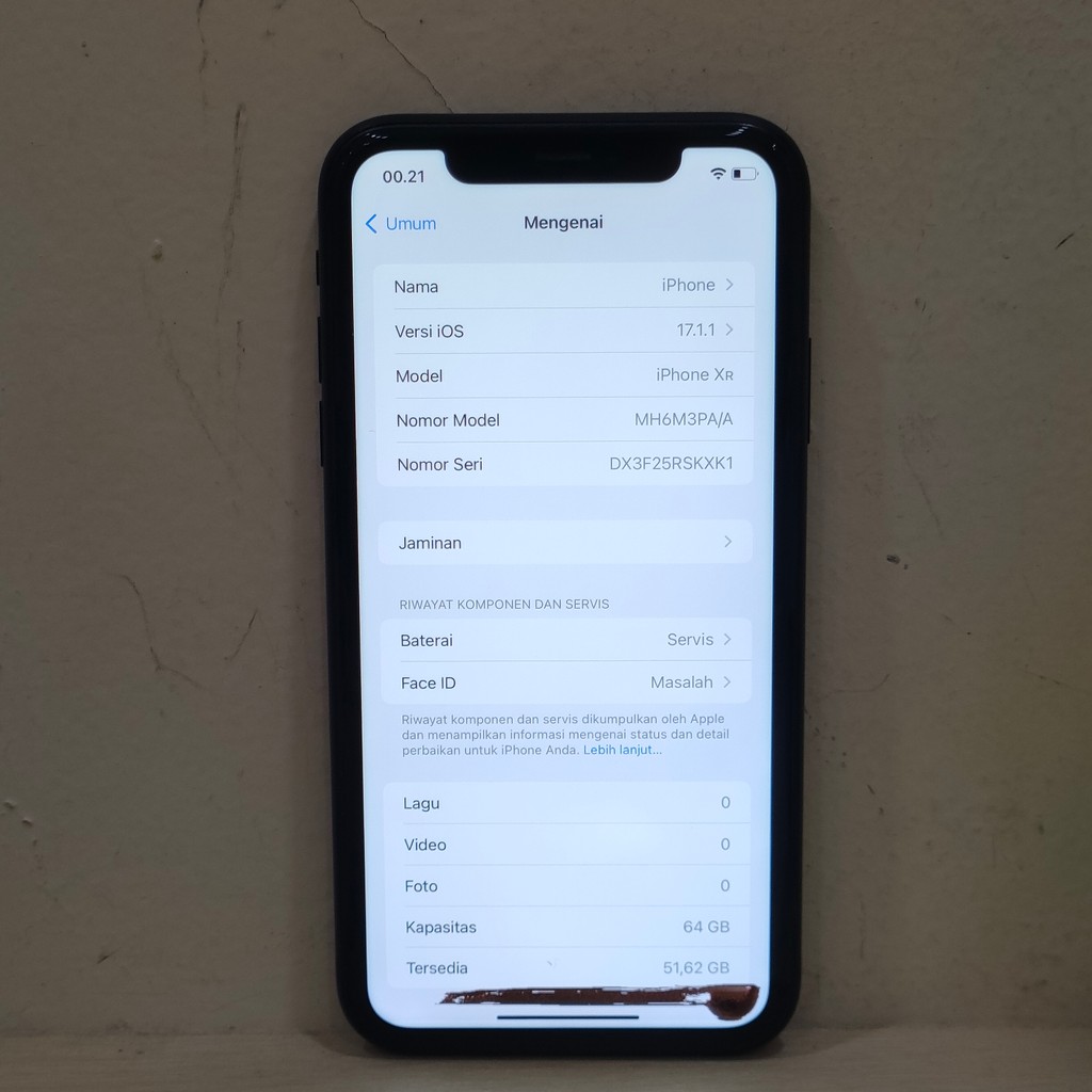 (KXK1-3) iPhone XR Ram 64GB iBox PA/A Batangan No Charger 434155