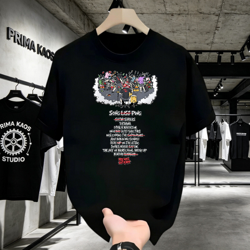 Kaos Band PWG Song List Punk Rock Unisex, Kaos Distro Pria Dan Wanita, T-shirt Pria Casual Lengan Pe