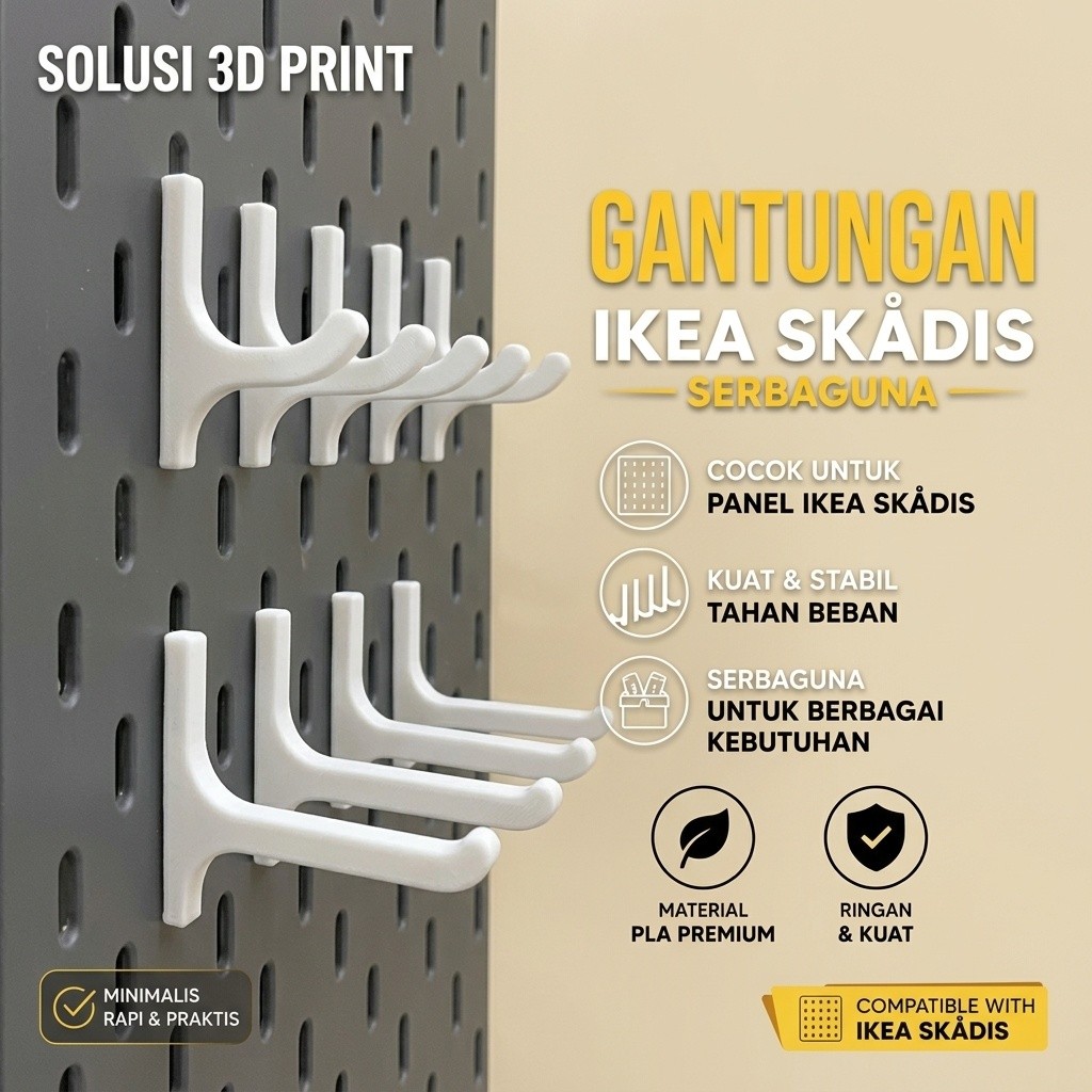 Gantungan Ikea Skadis - Hook Pegboard Ikea Skadis 3D Print