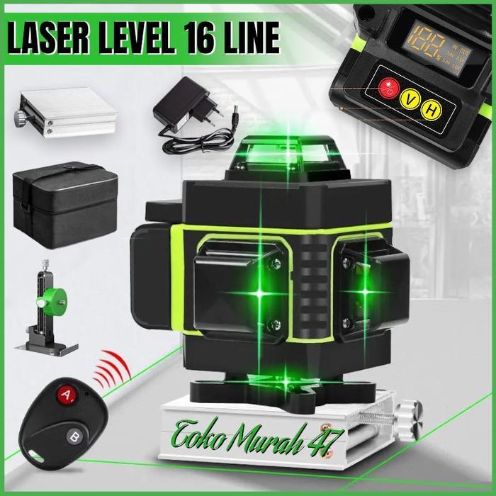 Laser Level 16 Line Set Hilda 4D Remote Tripod Laser Leveling Taffware - 16 Line