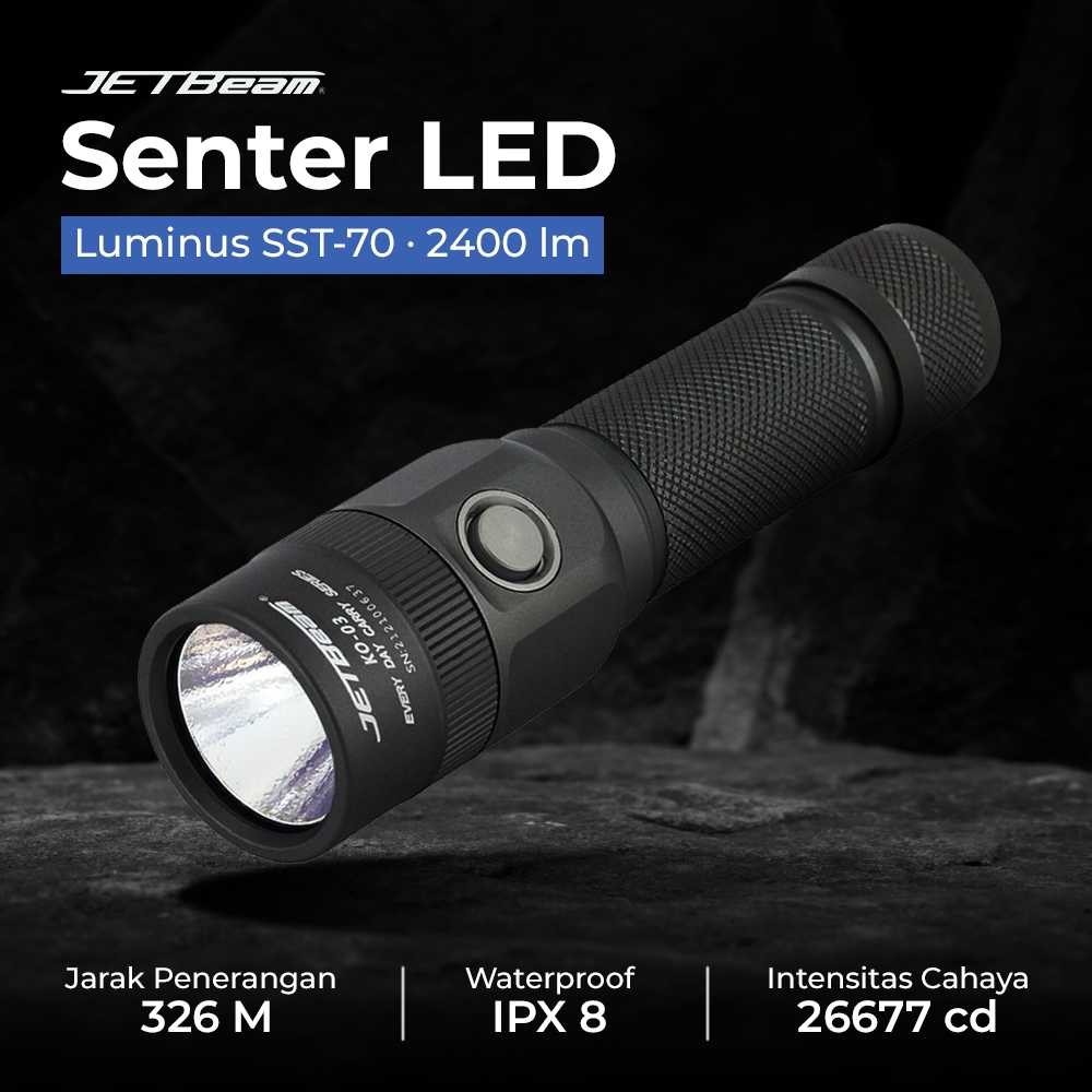 JETBeam Senter LED EDC Flashlight Luminus SST-70 2400 Lumens - KO-03 - Tinari