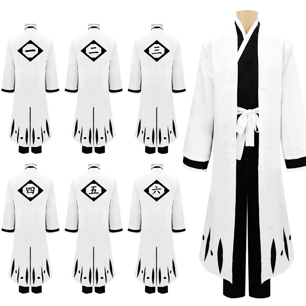 Anime Pemutih Kostum Kapten 1-12 Hitsugaya Toushirou Aizen Sousuke Kuchiki Byakuya Set Robe Suit Hal