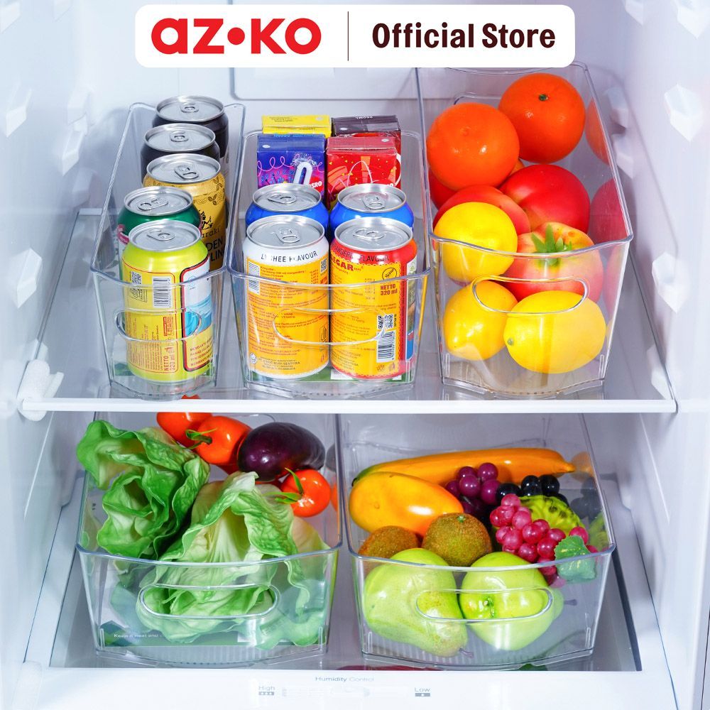 AZKO Stora Wadah Penyimpanan Kulkas Plastik Transparan Fridge Storage Container Wadah Simpan Kulkas 