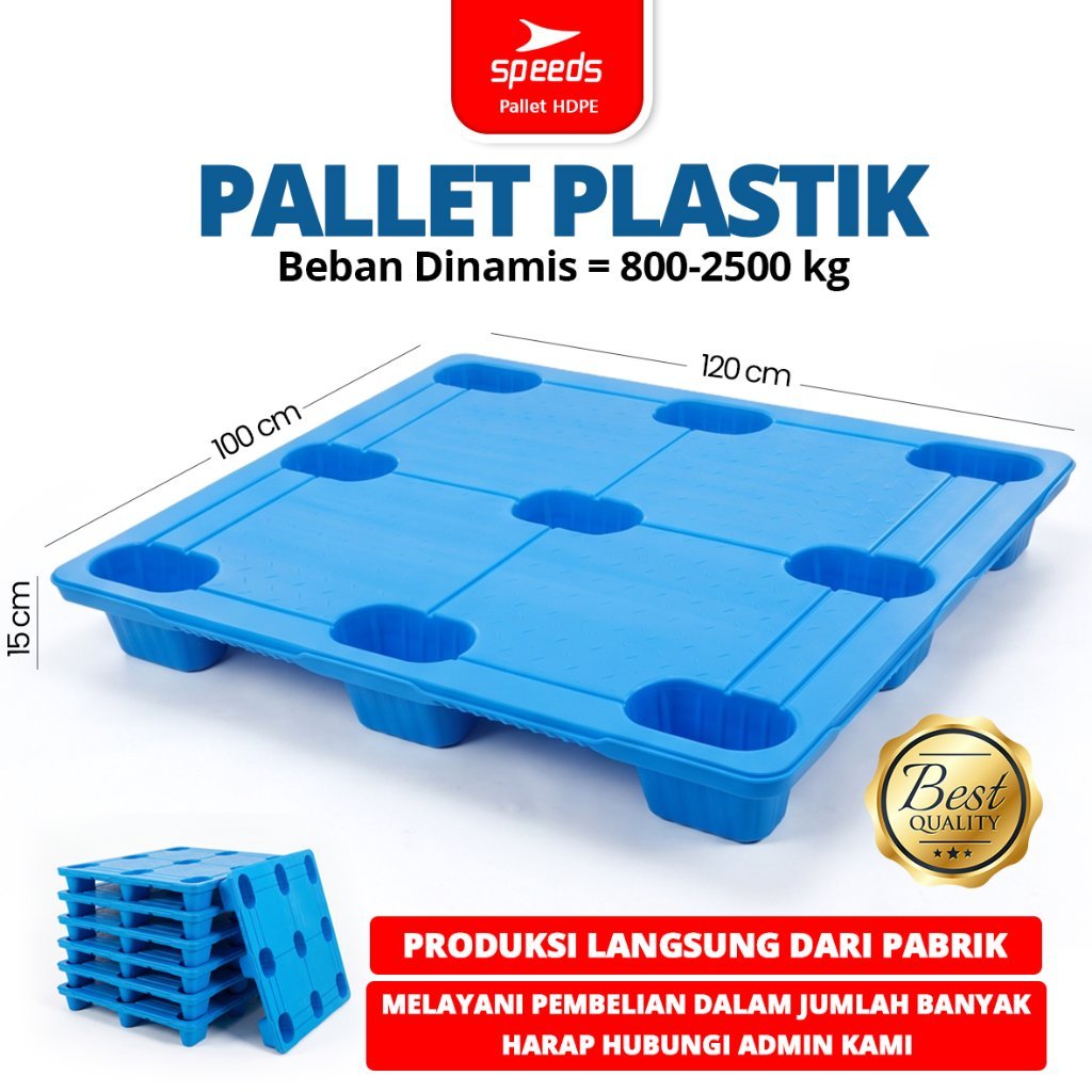 SPEEDS Pallet Plastik Heavy Duty Palet Plastik HDPE 8.5kg 120x100x15cm Pallet Gudang Pallet Industri