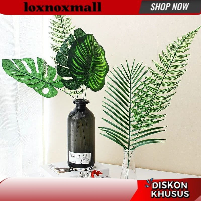 NEW ARRIVALS 1 LUSIN / 12 PCS Aneka Daun Tropical Monstera Philodenron Palem Pakis Pinus - Tanaman D