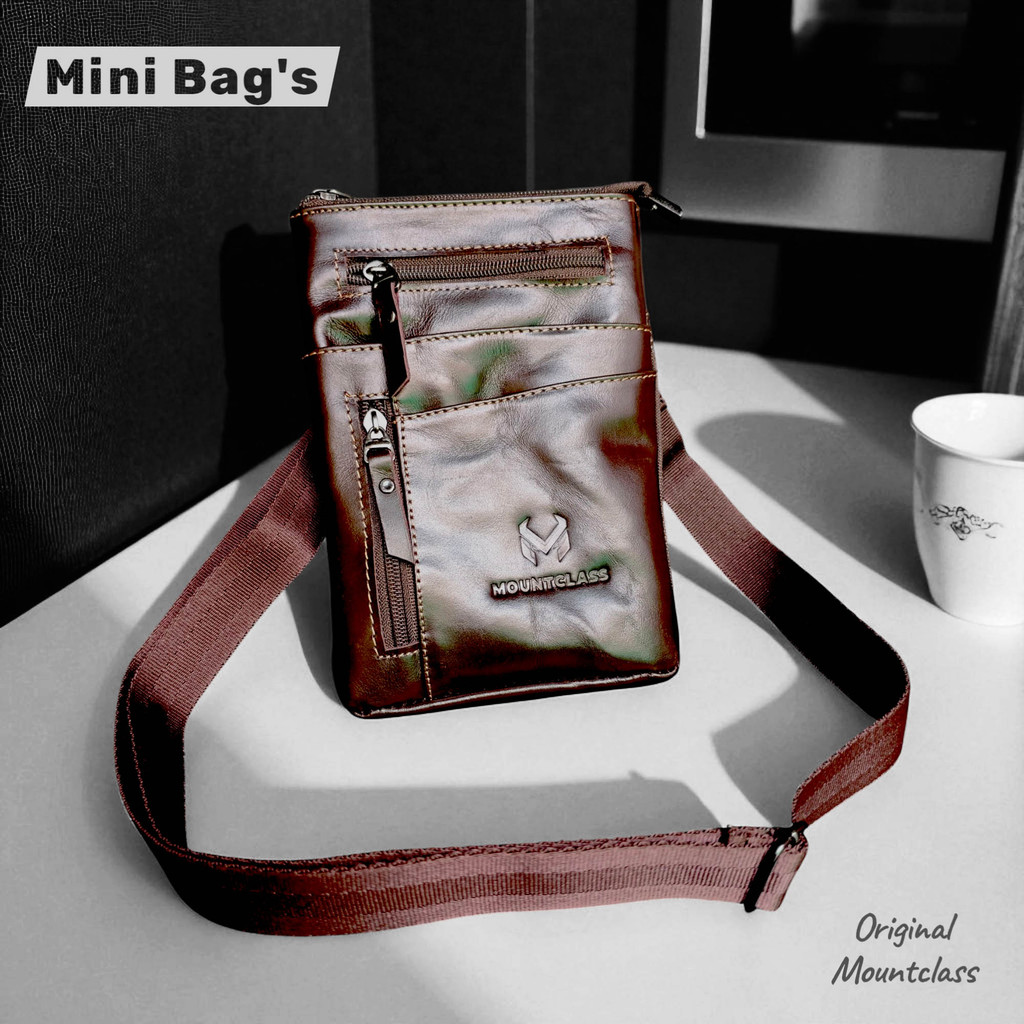 Mountclass Tas Pinggang hp Selempang tas Kecil Pria 100% Kulit Sapi Asli - Vio Sling Bag