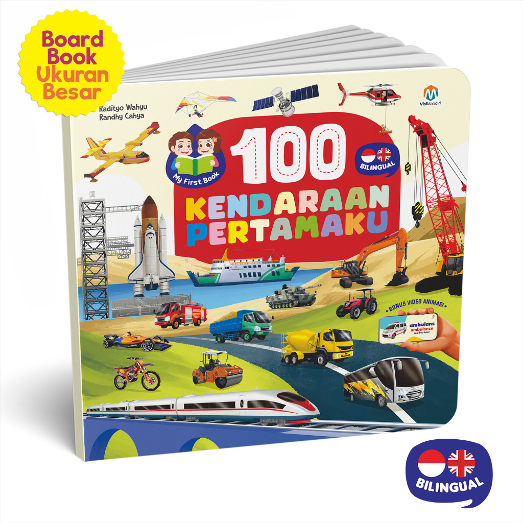Boardbook Buku Anak 1 Tahun - 100 Kendaraan Pertamaku Ziyadbooks