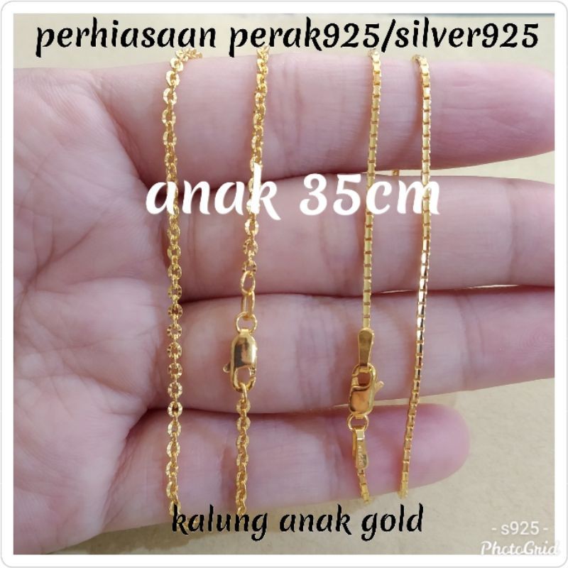 KALUNG ANAK 3GRAM PERAK 925 LAPIS EMAS KUNING KLGB