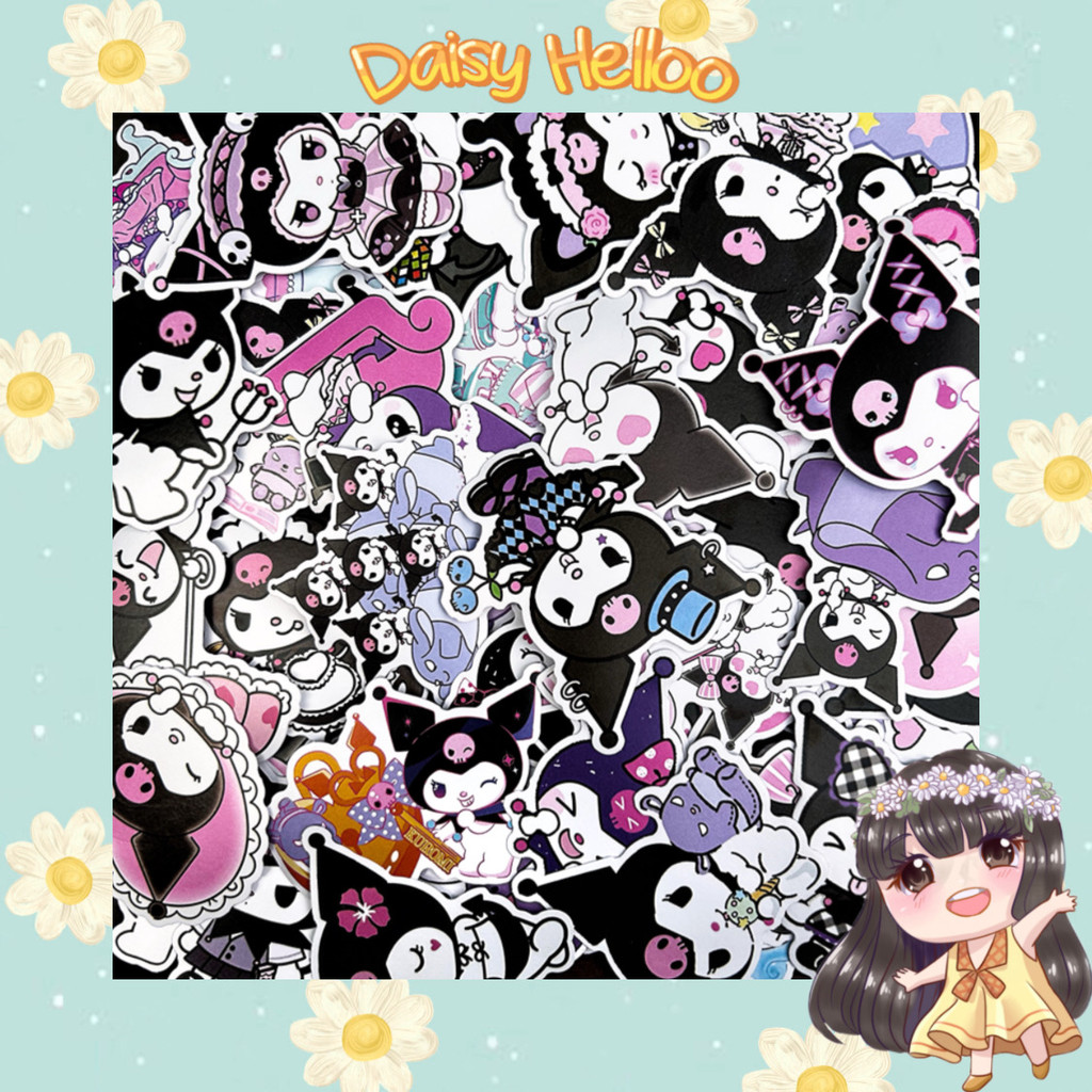 Stiker Besar 50 pcs Sanrioo Kuromi Cinnamoroll Aesthetic Sticker Stationery Jurnal Aksesoris Deco De