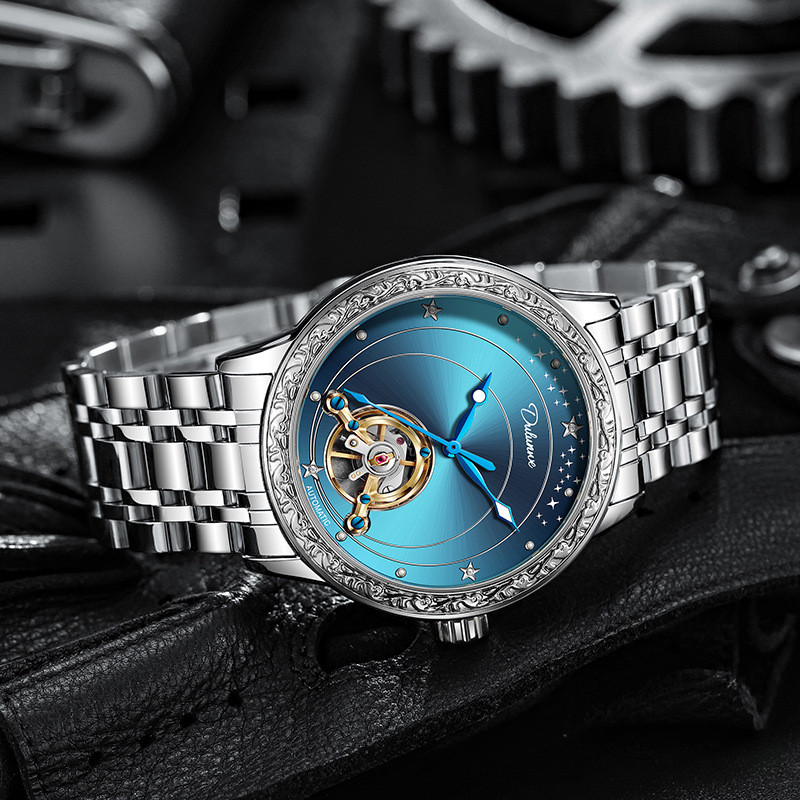 Genuine Flywheel Fully Automatic Men's Mechanical Watch Starry Sky Five-Star Shining Luminous Fashio