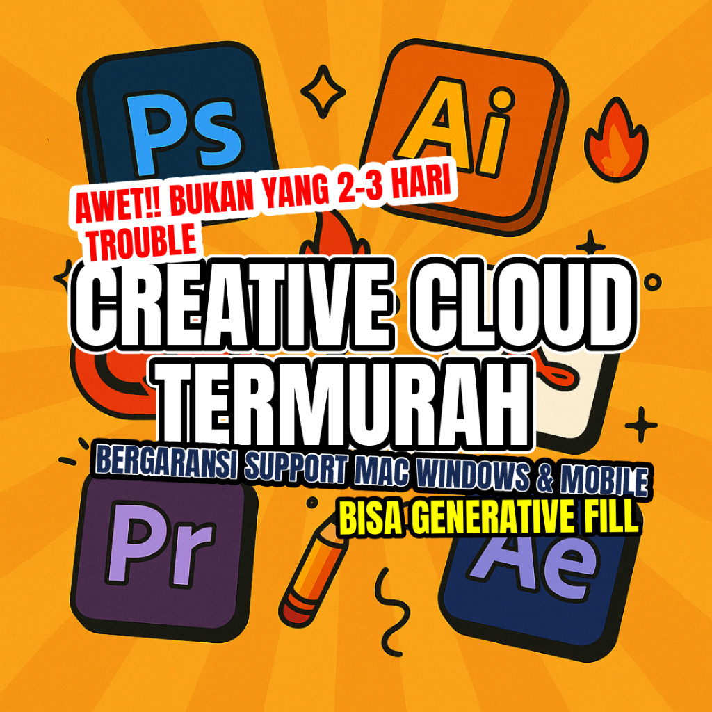 Adobe Creative Cloud CC Original Editing Photo & Video Mendukung Ai ( Firefly )