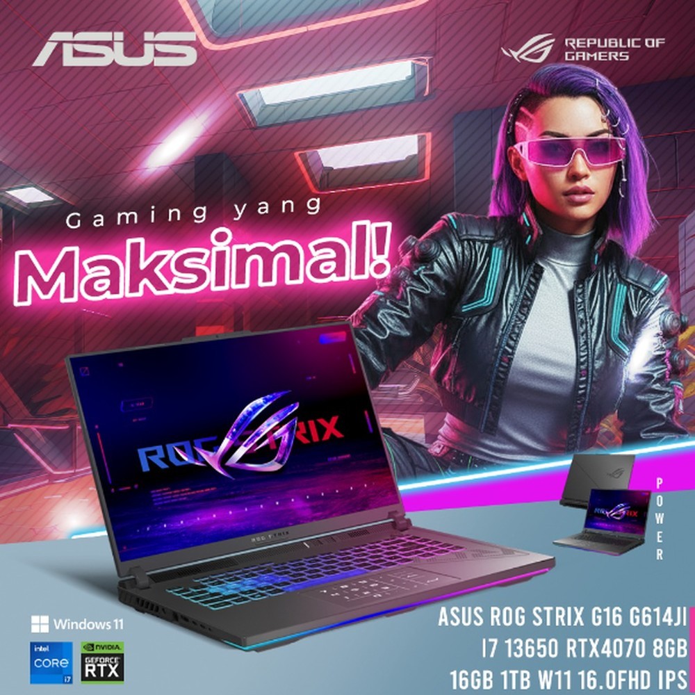 ASUS ROG STRIX G16 G614JI I7 13650 RTX4070 8GB/ 16GB 1TB W11 16.0FHD IPS