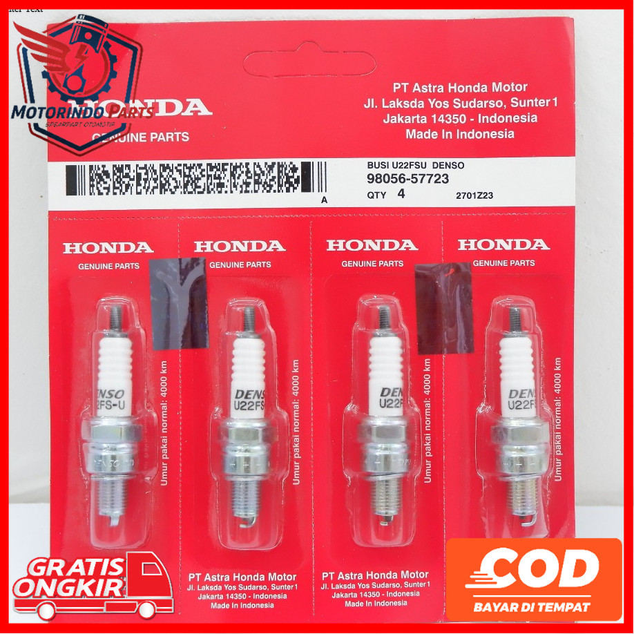 Busi motor Honda Grand AHM U22FSU 4 PCS Busi Legenda - Revo -  - Supra FIT - Supra X motor sparepart