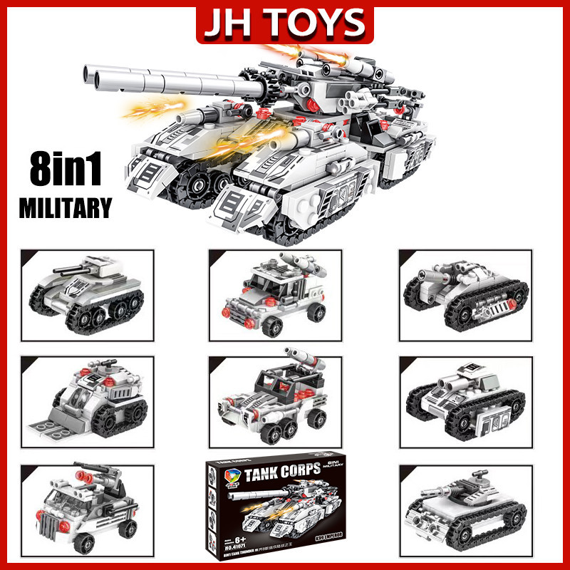 (Alluvo) JH TOYS Mainan Tank Besar Mainan Blok Tank Tempur Militer Model Block Brick Partikel Besar 