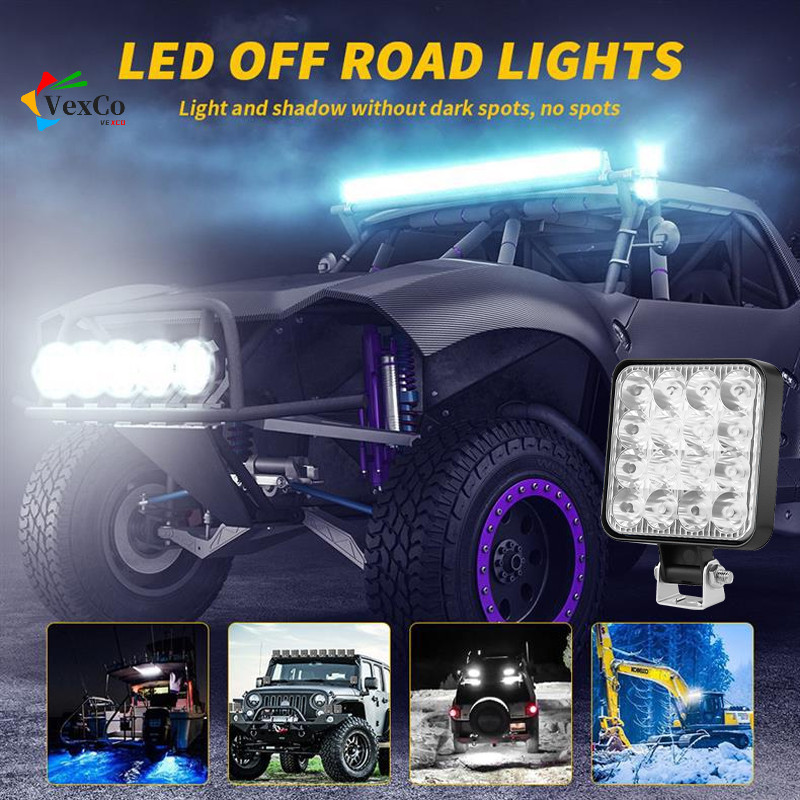 VEXCORE COD Lampu Led Sorot Tembak Tebal Worklight Mobil Motor 48 Watt 16 Titik Mata 48Watt Offroad 