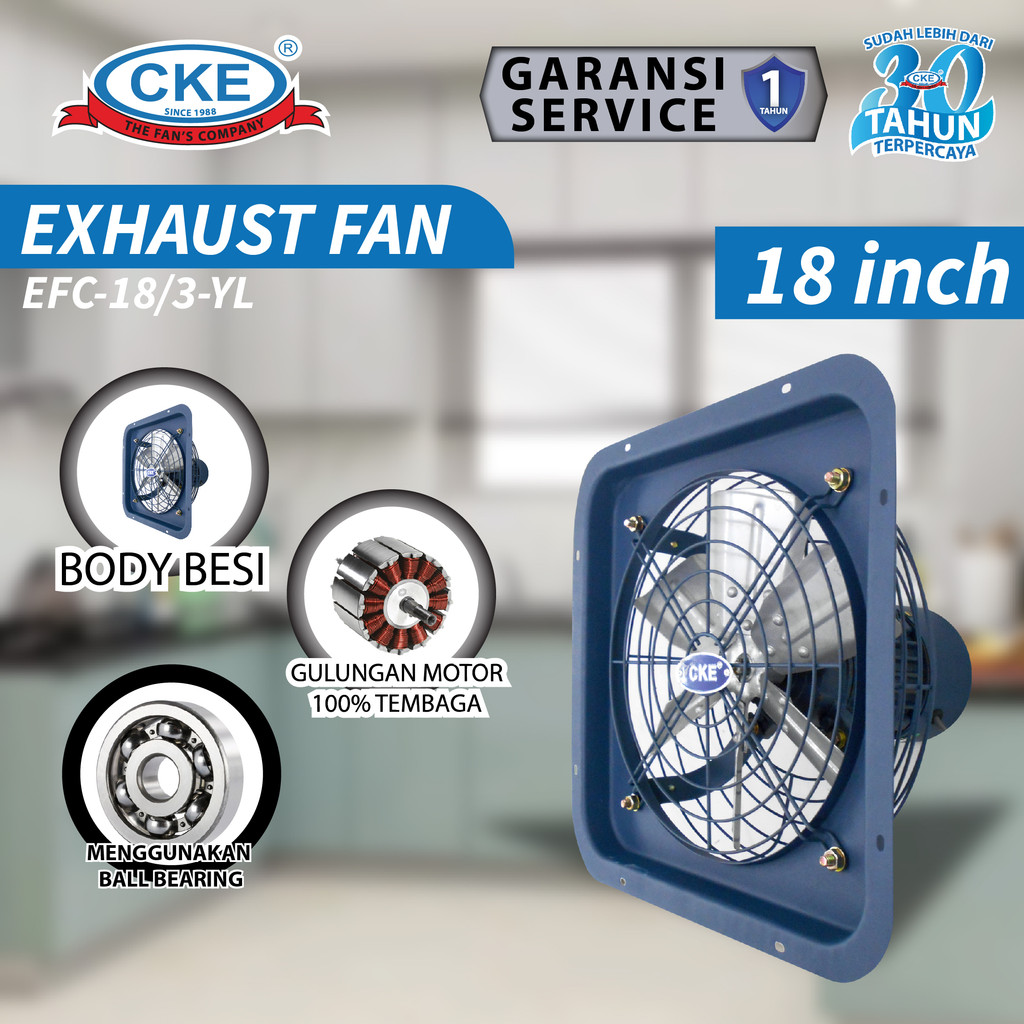 CKE Exhaust Fan18 Inch Extra DB Hexos Dinding Kipas Ventilasi Industri Hisap Udara Panas Asap Debu