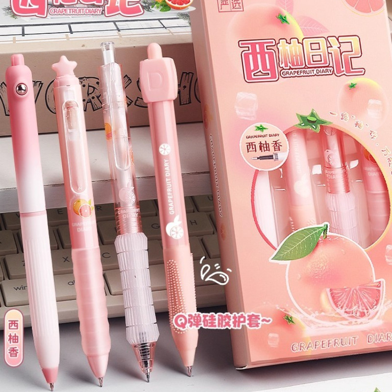 [COD✅] 4 pcs Pulpen Aesthetic Gel / Pena beraroma / Lucu Ins Style Pulpen Imut / Pink Pulpen Hitam K