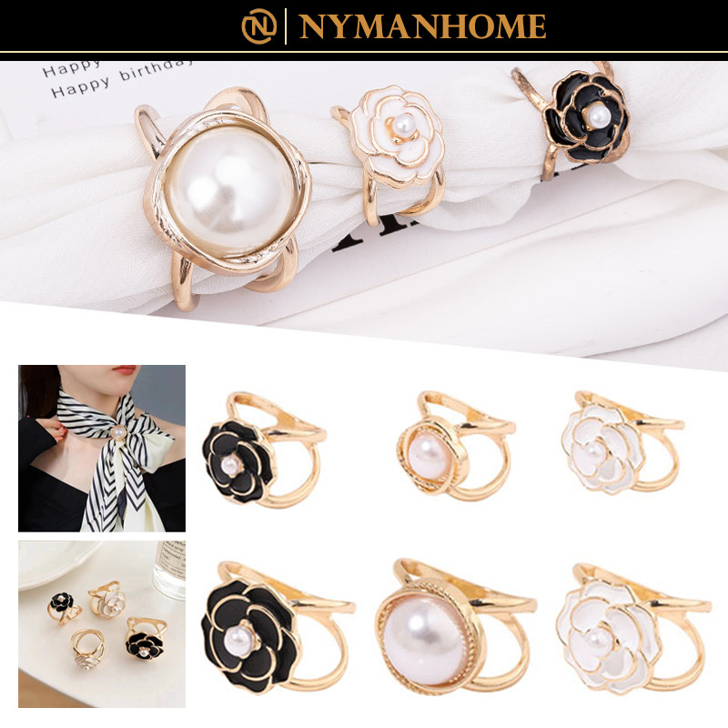 Bros Ring Cincin Mewah Besar Aksesoris Scarf Buckle Alloy Bros / Ring Bross Pearl Syal Scarf Hijab M