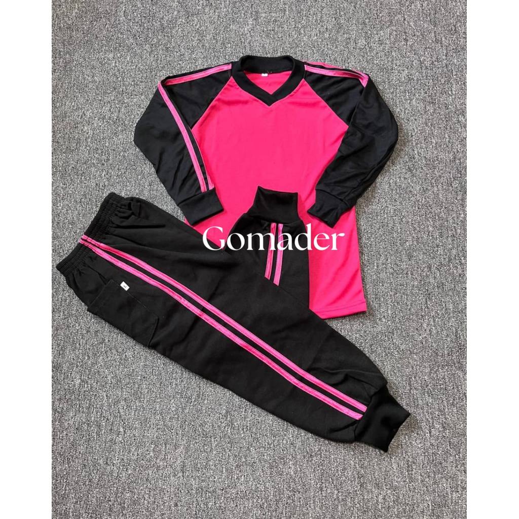 Setelan Baju Olahraga Anak Sekolah TK/ PAUD HITAM PINK TUA Seragam Olahraga Anak TK/PAUD HITAM PINK 