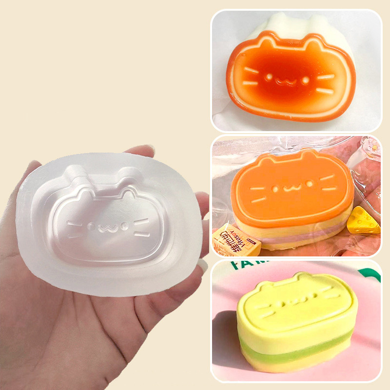 Cute Cat Cheese Cake Silicone Mold Soap Mold Scented Diy Handmade Resin Mold Candle Making Mochi Squ