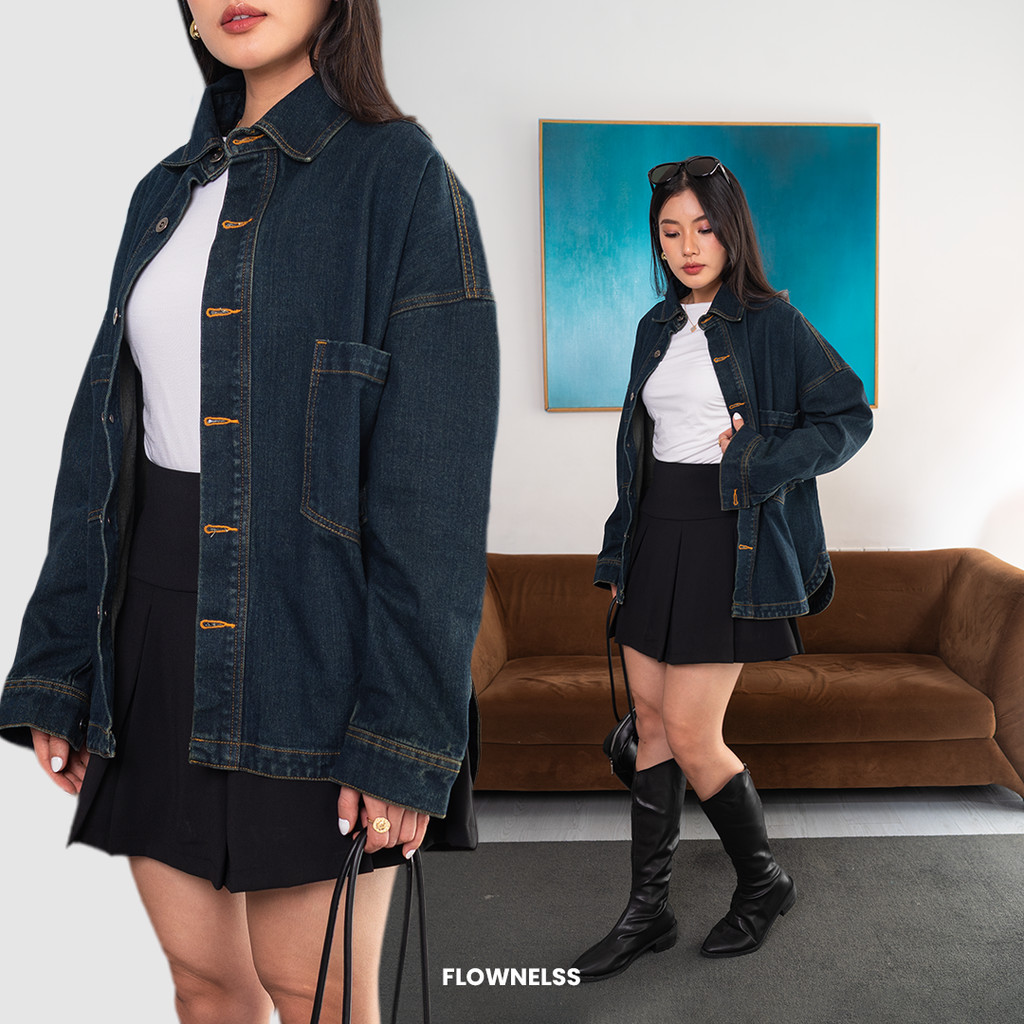 FLOWNELSS - PETAL OVERSIZE DENIM  | KEMEJA DENIM OVERSIZE | OVERSIZE SHIRT DENIM