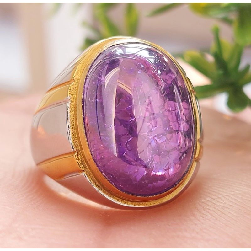 Cincin Batu Akik Kecubung Pecah Seribu Original