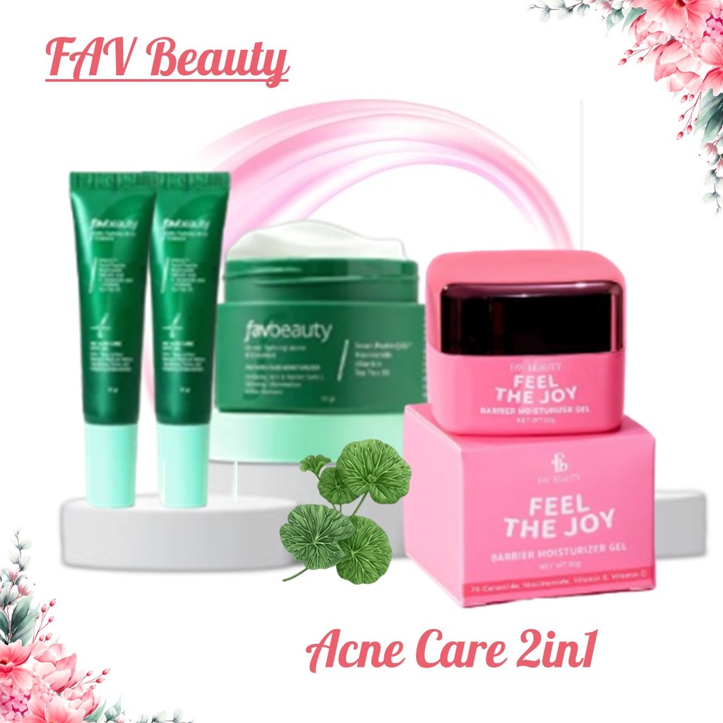 FAV Beauty Clean and Restore Set | Acne Care Gentle Gel Cleanser Moisturizer 7x Ceramide Skin Barrie