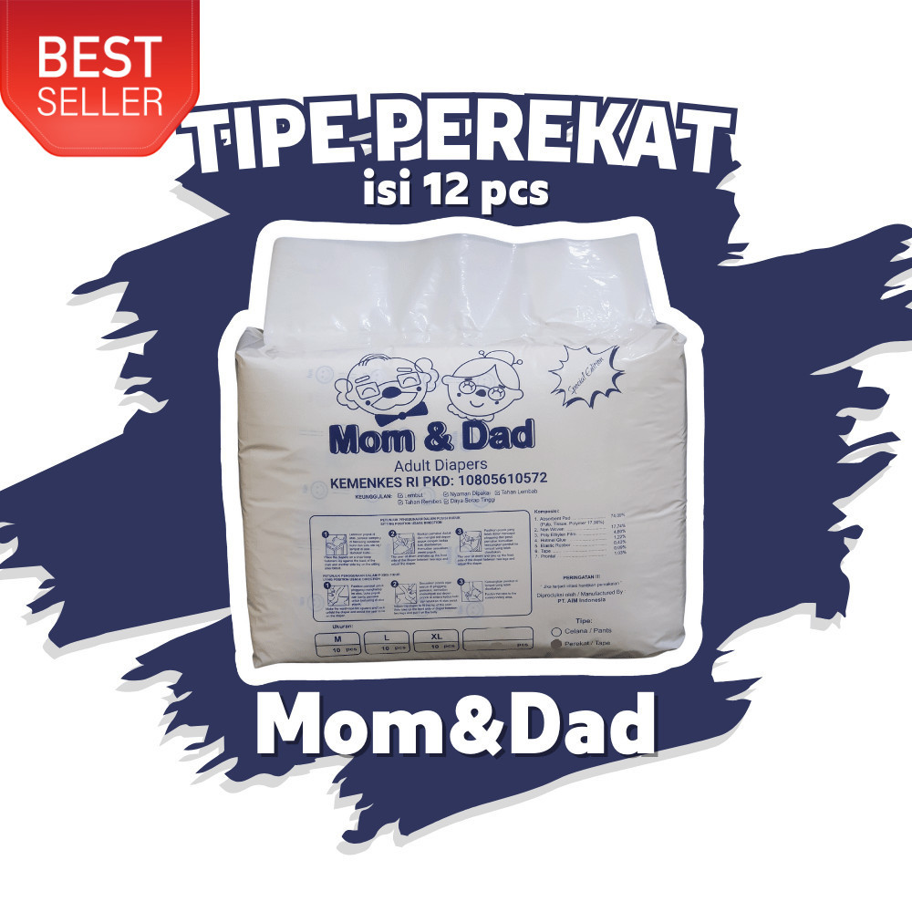 [Pusat Popok]  [12 PCS] MOM & DAD POPOK DEWASA DIAPERS ADULT PEMPERS LANSIA