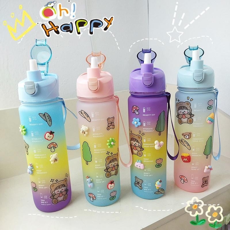 botol minum korea 1L gradasi viral 1 liter
