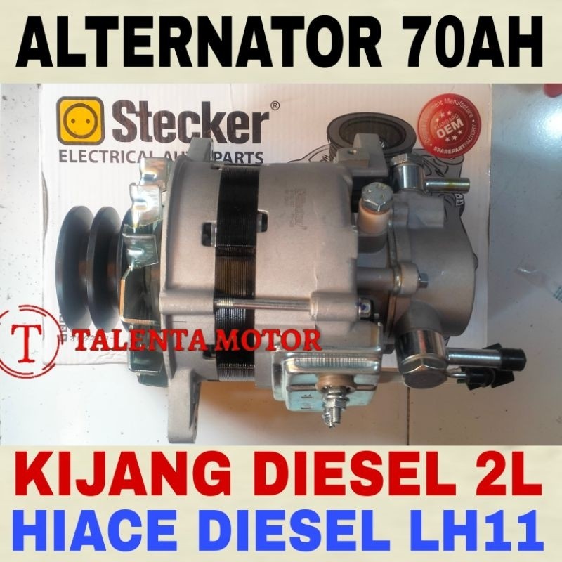 70AH. BERGARANSI. ALTERNATOR DINAMO AMPER KIJANG KAPSUL DIESEL 2L HIACE DIESEL LAMA LH11 STECKER ORI