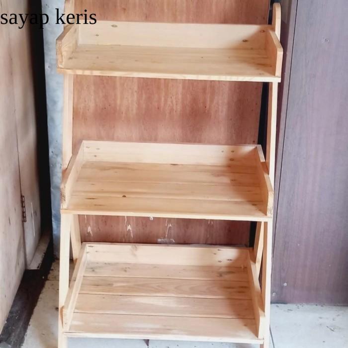 Rak Serbaguna | Rak kayu jati belanda susun 3 serbaguna | Rak Display Produk | Rak Susun | Rak Buku 